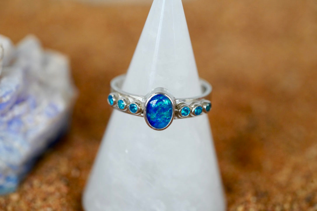 Dark blue opal deals ring